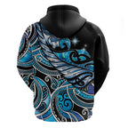 Maori Matariki - Manaia Zip Hoodie Galaxy Blue Paua Shell