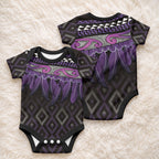 Aotearoa Maori Ngati Porou Iwi Baby Onesie Korowai Tukutuku Kaokao Motifs