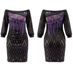Aotearoa Maori Ngati Porou Iwi Couples Matching Off The Shoulder Long Sleeve Dress and Hawaiian Shirt Korowai Tukutuku Kaokao Motifs