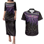 Aotearoa Maori Ngati Porou Iwi Couples Matching Puletasi and Hawaiian Shirt Korowai Tukutuku Kaokao Motifs