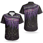 Aotearoa Maori Ngati Porou Iwi Couples Matching Puletasi and Hawaiian Shirt Korowai Tukutuku Kaokao Motifs