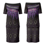 Aotearoa Maori Ngati Porou Iwi Couples Matching Puletasi and Long Sleeve Button Shirt Korowai Tukutuku Kaokao Motifs