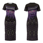 Aotearoa Maori Ngati Porou Iwi Couples Matching Short Sleeve Bodycon Dress and Hawaiian Shirt Korowai Tukutuku Kaokao Motifs