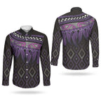 Aotearoa Maori Ngati Porou Iwi Couples Matching Short Sleeve Bodycon Dress and Long Sleeve Button Shirt Korowai Tukutuku Kaokao Motifs