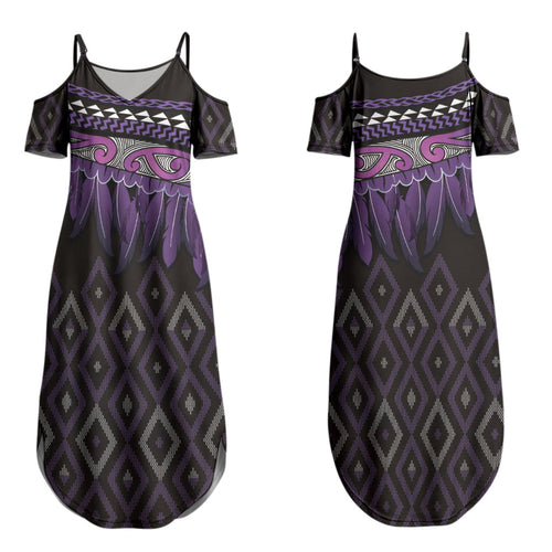 Aotearoa Maori Ngati Porou Iwi Couples Matching Summer Maxi Dress and Long Sleeve Button Shirt Korowai Tukutuku Kaokao Motifs