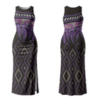 Aotearoa Maori Ngati Porou Iwi Couples Matching Tank Maxi Dress and Long Sleeve Button Shirt Korowai Tukutuku Kaokao Motifs