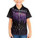 Aotearoa Maori Ngati Porou Iwi Kid Hawaiian Shirt Korowai Tukutuku Kaokao Motifs