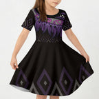 Aotearoa Maori Ngati Porou Iwi Kid Short Sleeve Dress Korowai Tukutuku Kaokao Motifs
