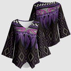 Aotearoa Maori Ngati Porou Iwi Kimono Sleeve Blouse Korowai Tukutuku Kaokao Motifs