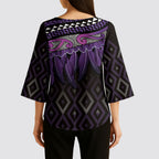 Aotearoa Maori Ngati Porou Iwi Kimono Sleeve Blouse Korowai Tukutuku Kaokao Motifs