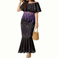 Aotearoa Maori Ngati Porou Iwi Mermaid Dress Korowai Tukutuku Kaokao Motifs