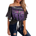 Aotearoa Maori Ngati Porou Iwi Off Shoulder Wrap Waist Top Korowai Tukutuku Kaokao Motifs
