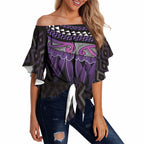 Aotearoa Maori Ngati Porou Iwi Off Shoulder Wrap Waist Top Korowai Tukutuku Kaokao Motifs