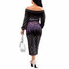 Aotearoa Maori Ngati Porou Iwi Off The Shoulder Long Sleeve Dress Korowai Tukutuku Kaokao Motifs