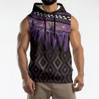 Aotearoa Maori Ngati Porou Iwi Sleeveless Hoodie Korowai Tukutuku Kaokao Motifs