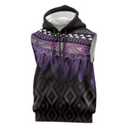 Aotearoa Maori Ngati Porou Iwi Sleeveless Zip Hoodie Korowai Tukutuku Kaokao Motifs