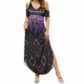 Aotearoa Maori Ngati Porou Iwi Summer Maxi Dress Korowai Tukutuku Kaokao Motifs