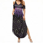Aotearoa Maori Ngati Porou Iwi Summer Maxi Dress Korowai Tukutuku Kaokao Motifs