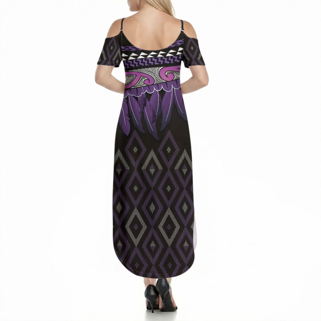 Aotearoa Maori Ngati Porou Iwi Summer Maxi Dress Korowai Tukutuku Kaokao Motifs