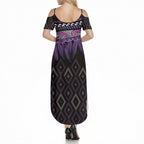 Aotearoa Maori Ngati Porou Iwi Summer Maxi Dress Korowai Tukutuku Kaokao Motifs