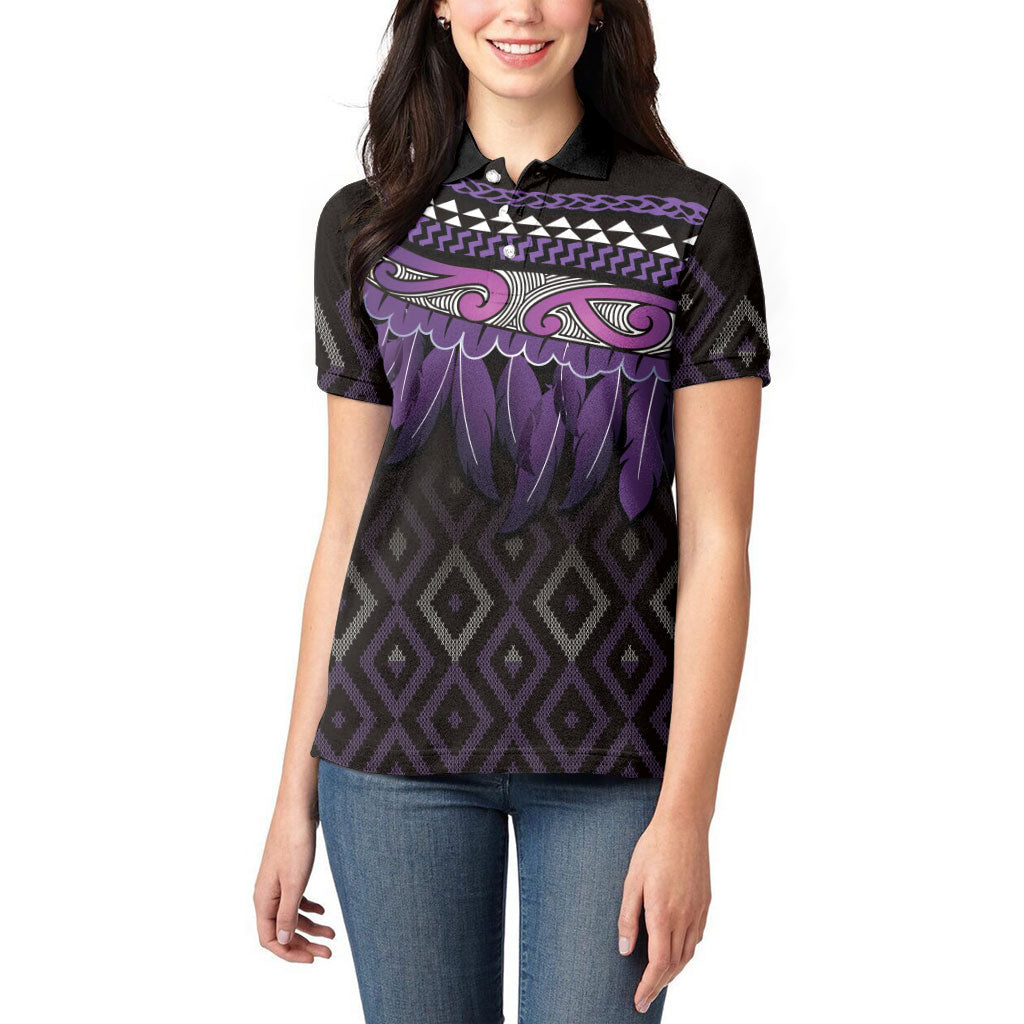 Aotearoa Maori Ngati Porou Iwi Women Polo Shirt Korowai Tukutuku Kaokao Motifs