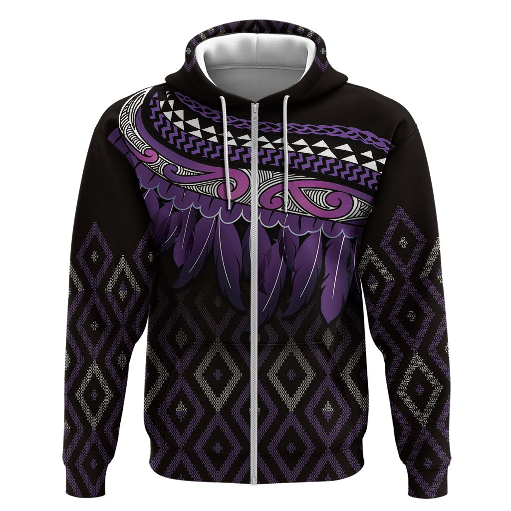 Aotearoa Maori Ngati Porou Iwi Zip Hoodie Korowai Tukutuku Kaokao Motifs