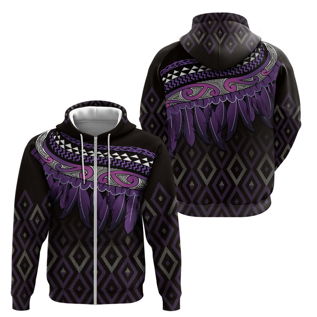Aotearoa Maori Ngati Porou Iwi Zip Hoodie Korowai Tukutuku Kaokao Motifs