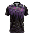 Aotearoa Maori Ngati Porou Iwi Zipper Polo Shirt Korowai Tukutuku Kaokao Motifs