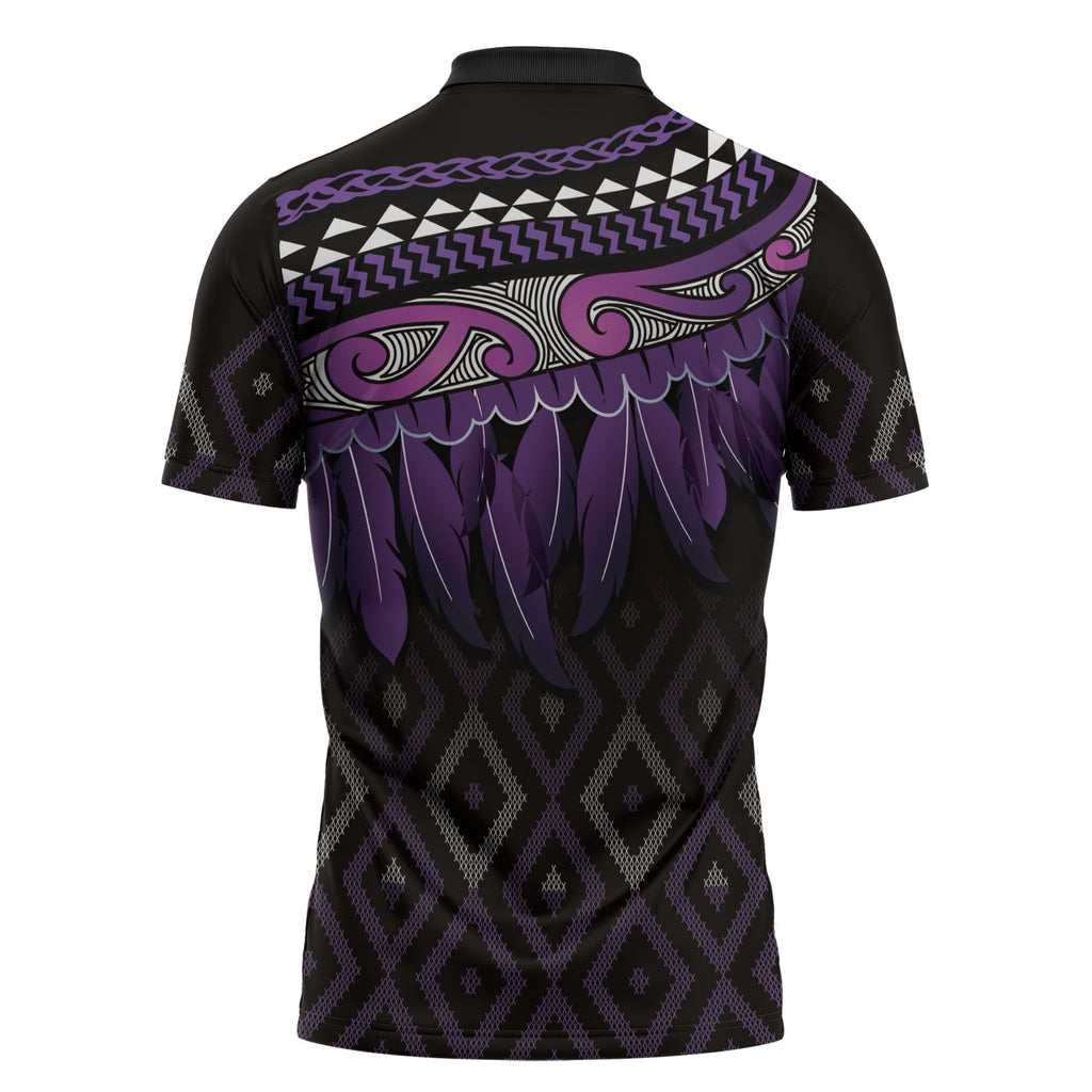 Aotearoa Maori Ngati Porou Iwi Zipper Polo Shirt Korowai Tukutuku Kaokao Motifs