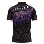 Aotearoa Maori Ngati Porou Iwi Zipper Polo Shirt Korowai Tukutuku Kaokao Motifs