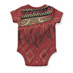 Aotearoa Maori Waikato Tainui Iwi Baby Onesie Korowai Tukutuku Kaokao Motifs
