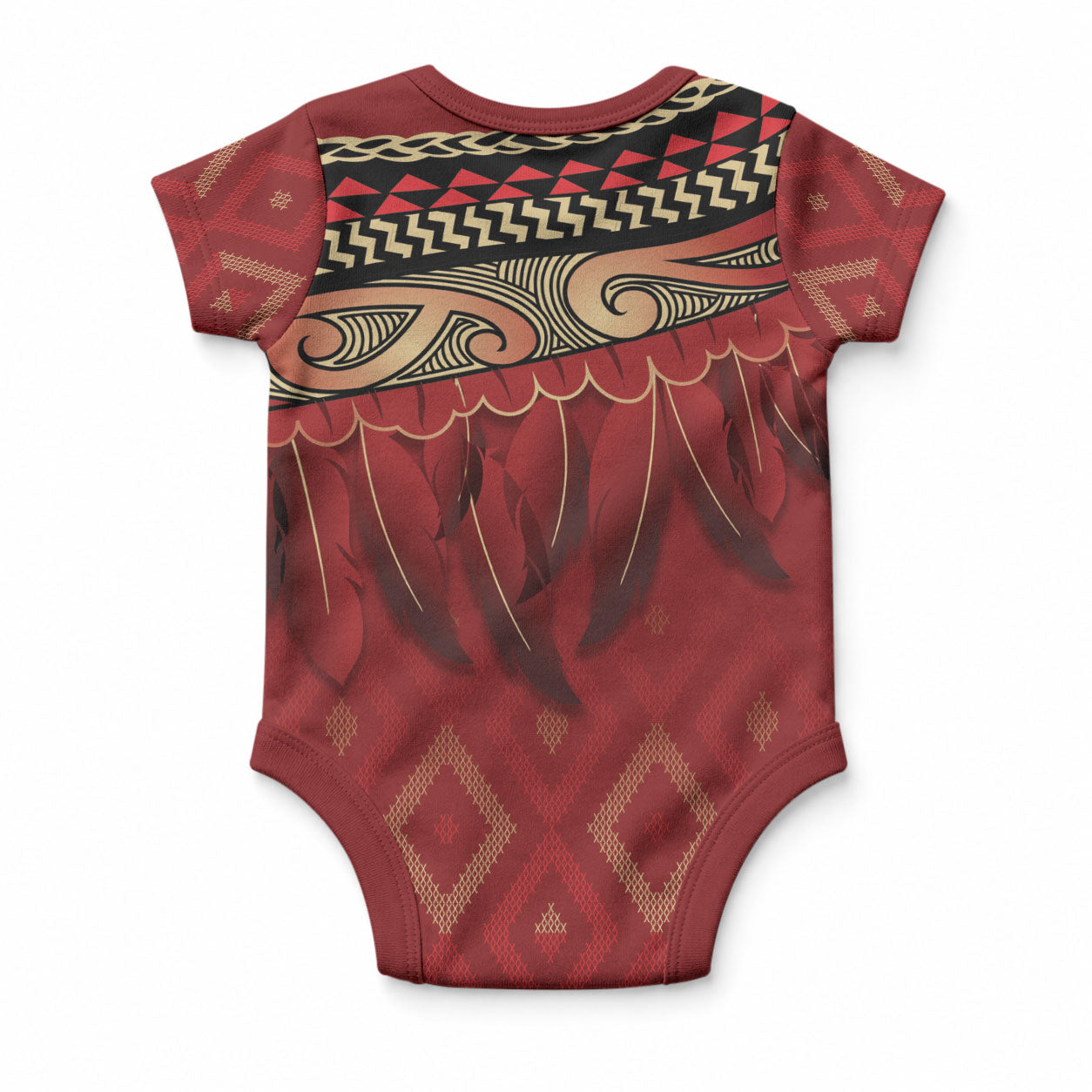Aotearoa Maori Waikato Tainui Iwi Baby Onesie Korowai Tukutuku Kaokao Motifs