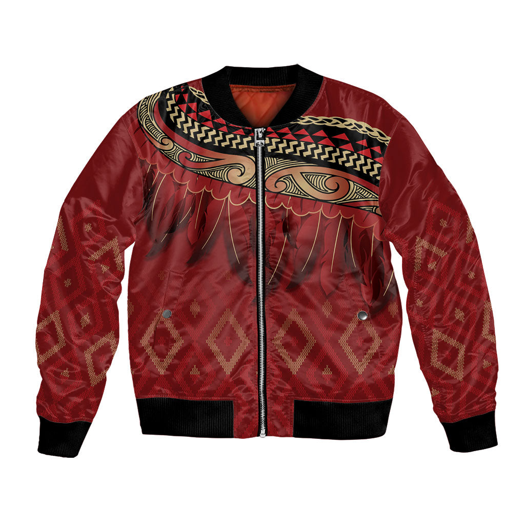 Aotearoa Maori Waikato Tainui Iwi Bomber Jacket Korowai Tukutuku Kaokao Motifs