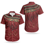 Aotearoa Maori Waikato Tainui Iwi Couples Matching Off Shoulder Maxi Dress and Hawaiian Shirt Korowai Tukutuku Kaokao Motifs