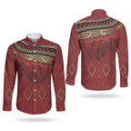 Aotearoa Maori Waikato Tainui Iwi Couples Matching Short Sleeve Bodycon Dress and Long Sleeve Button Shirt Korowai Tukutuku Kaokao Motifs