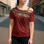 Aotearoa Maori Waikato Tainui Iwi Cross Shoulder Shirt Korowai Tukutuku Kaokao Motifs