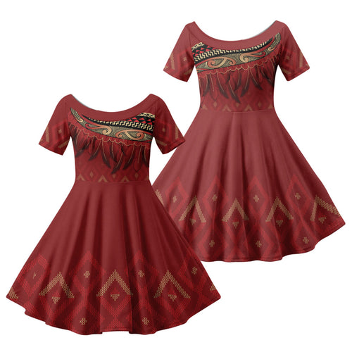 Aotearoa Maori Waikato Tainui Iwi Family Matching Off Shoulder Maxi Dress and Hawaiian Shirt Korowai Tukutuku Kaokao Motifs