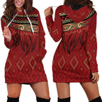 Aotearoa Maori Waikato Tainui Iwi Hoodie Dress Korowai Tukutuku Kaokao Motifs