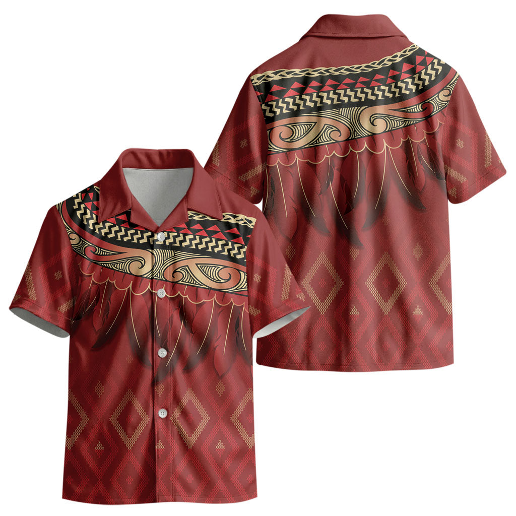 Aotearoa Maori Waikato Tainui Iwi Kid Hawaiian Shirt Korowai Tukutuku Kaokao Motifs