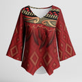 Aotearoa Maori Waikato Tainui Iwi Kimono Sleeve Blouse Korowai Tukutuku Kaokao Motifs