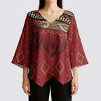 Aotearoa Maori Waikato Tainui Iwi Kimono Sleeve Blouse Korowai Tukutuku Kaokao Motifs