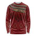 Aotearoa Maori Waikato Tainui Iwi Long Sleeve Shirt Korowai Tukutuku Kaokao Motifs