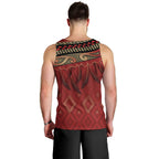 Aotearoa Maori Waikato Tainui Iwi Men Tank Top Korowai Tukutuku Kaokao Motifs