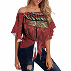 Aotearoa Maori Waikato Tainui Iwi Off Shoulder Wrap Waist Top Korowai Tukutuku Kaokao Motifs