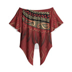 Aotearoa Maori Waikato Tainui Iwi Off Shoulder Wrap Waist Top Korowai Tukutuku Kaokao Motifs