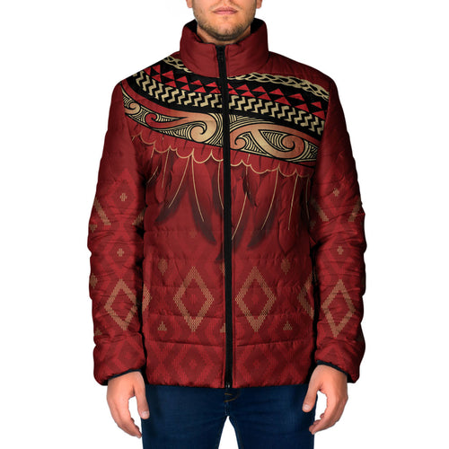 Aotearoa Maori Waikato Tainui Iwi Padded Jacket Korowai Tukutuku Kaokao Motifs