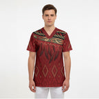 Aotearoa Maori Waikato Tainui Iwi Scrub Top Korowai Tukutuku Kaokao Motifs