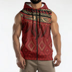 Aotearoa Maori Waikato Tainui Iwi Sleeveless Zip Hoodie Korowai Tukutuku Kaokao Motifs