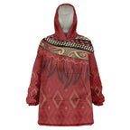 Aotearoa Maori Waikato Tainui Iwi Wearable Blanket Hoodie Korowai Tukutuku Kaokao Motifs