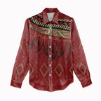 Aotearoa Maori Waikato Tainui Iwi Women Casual Shirt Korowai Tukutuku Kaokao Motifs